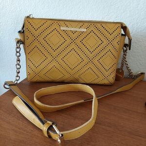 Steve Madden Mustard Yellow Perforated Crossbody Bag
